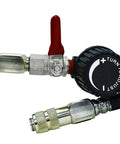 Astro Pneumatic 7856 universal air-powered cooling system pressure tester, side view showing gauge, red lever, hose.