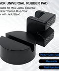 Jack stand rubber pad set, black, universal fit, heavy-duty, 4-pack frame-rail pinch-weld protectors