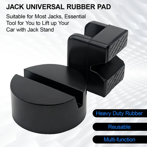 Jack stand rubber pad set, black, universal fit, heavy-duty, 4-pack frame-rail pinch-weld protectors