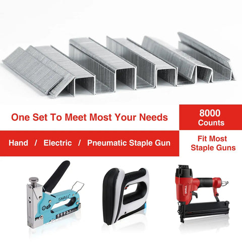 Heavy Duty T50 Staples And 18 Gauge Brad Nails Combo Kit With 8000 Staples; galvanized steel staples and staple guns
