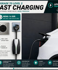 Nema 14-50 To Tesla Mobile Connector Adapter For Gen 2 And Gen 3 240 Volt 30 Amp Ev Charging plugged into wall outlet.