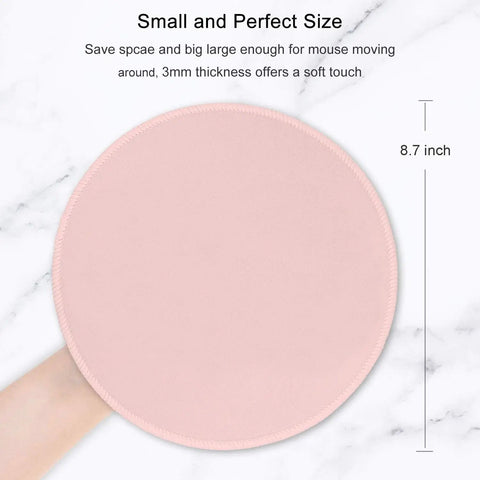 Pink Round Mouse Pad With Slick Ultra Smooth Surface, 8.7 Inch Round Desk Mat, 3Mm Thick, Stitched Edge, Anti Slip And Waterproof Rubber