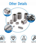 Stainless Steel Flat Point Set Screw Kit with Hex Socket Grub Screws M2 Through M8 Headless Screws Assortment and Hex Keys