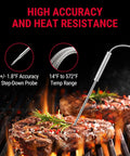 Ultra Long Range Wireless Meat Thermometer With Dual Probes Up To 500ft for accurate grilling temperatures on steaks