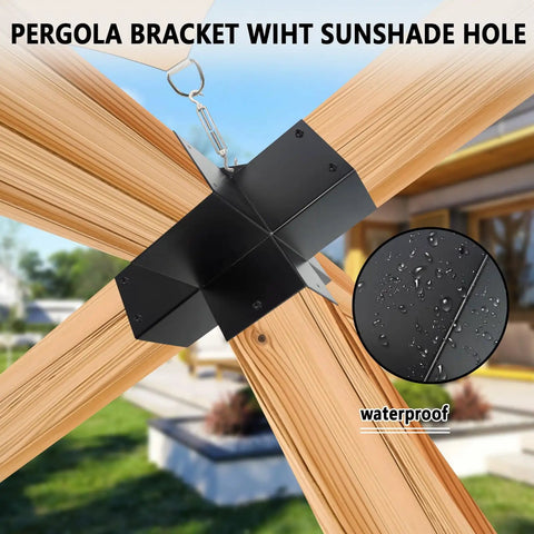 Heavy Duty 5 Way Right Corner Pergola Brackets Kit For 3.5 Inch Wood Beams With Post Anchors, 2 Pack, Galvanized Steel Rust Proof, Ideal For Patio Pergolas Gazebos And Log Cabins