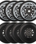 Inline Skate Wheels 80mm Outdoor Asphalt Formula 8 Pack Black High Rebound SHR Polyurethane Replacement Wheels with Designs