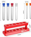 Six Colorful Plastic Test Tubes Kit With Caps And Rack For Home Science Experiments Includes Two Small Tubes And Four Large Tubes