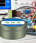 Pro Grade No Clean Solder Flux Paste for Electronics and PCBs with a close-up of a soldering iron on a motherboard.
