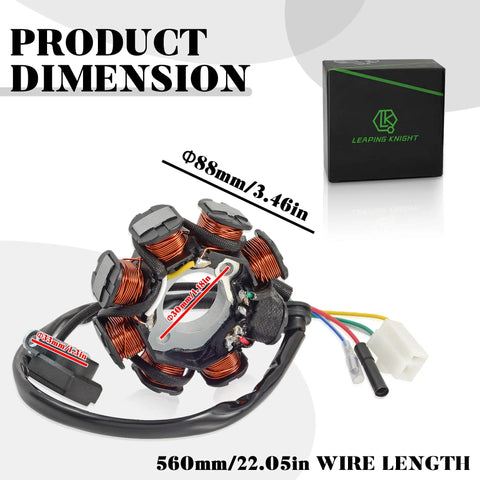 GY6 8 Pole AC Stator Ignition With Copper Windings 5 Wires 150cc Capacity product dimensions