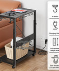 Boss Level Adjustable PC Tower Stand With Charging Station For Office Home Classroom Fits 23 To 28 Inch Towers Black Dual 120V Sockets And USB Ports CPU Holder Cart shown with dimensions and features.