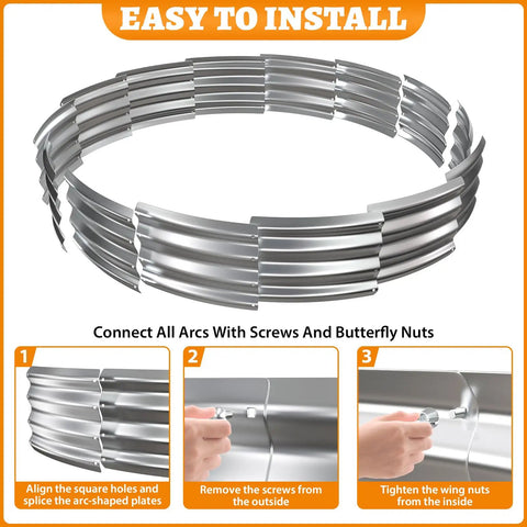 Big 6 Foot Metal Fire Pit Ring For Outdoor Pits Bonfire Ring 0.7 Millimeter Thick And 1 Foot High Heavy Duty Silver Steel Assembly Guide