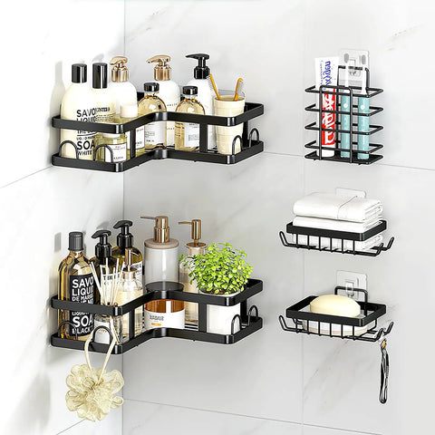14 Piece Clear Shower Caddy Replacement Hooks With Heavy Duty No Drill Adhesive Tabs For Secure Bathroom Shelving And Kitchen Organization Quick Click Install