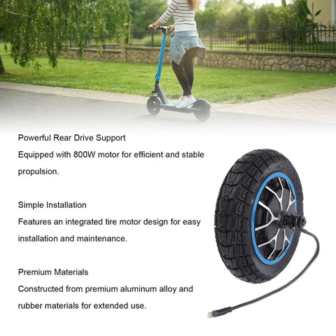 800W Rear Hub Motor Wheel Replacement For SmartGyro Scooter with 10x2.75 Inch 6.5 Inch Rubber Wheel