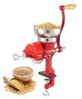 Manual Grain Mill With Low Hopper Hand Crank Cast Iron Grinder For Wheat Grains Spices Coffee Beans And Nuts Heavy Duty Table Clamp Dust Cover Non Electric Milling For Fresh Flavor At Home