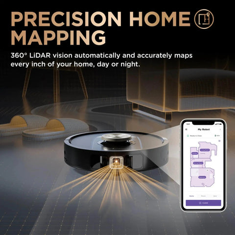 Robot Vacuum And Mop Combo With PowerDetect NeverTouch Pro mapping feature with smart home app on phone display, renewed model RV2820ZE
