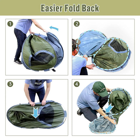 Pop Up One Person Tent With Instant 3 Second Setup Waterproof Outdoor Shelter fold back instructions