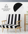 Eight Pack Striped Patio Cushion Covers For Outdoor Furniture Elastic Slipcovers on chair with waterproof backing