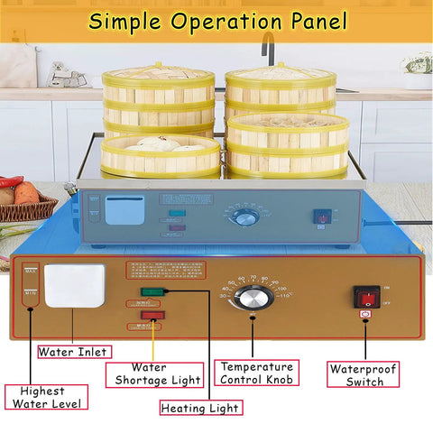 Commercial Electric Steamer For Busy Breakfast Spots Pro Grade Stainless Steel Bun Steamer with operation panel and controls