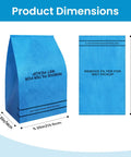 Dimensions of 20 Pack Universal Wet Dry Vacuum Filter Bags For 2.5 To 5 Gallon Vacs, showing filter bag size in blue.