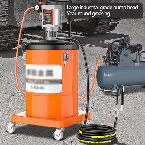 Pro Grade High Pressure Pneumatic Grease Pump With Aluminum Gun And 19 Inch Hose For Construction Machinery visible.