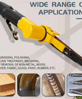 Rock Solid Air Belt Sander And Pneumatic Angle Grinder featuring adjustable grinding settings and ergonomic handle for low vibration.