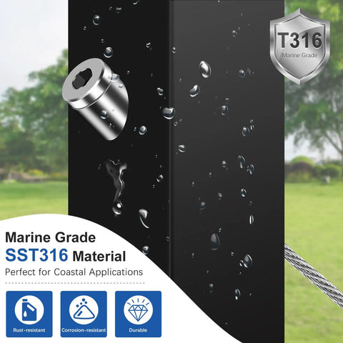 Marine Grade SST316 beveled angle washer for stair cable railing, perfect for coastal applications, showing rust resistance.