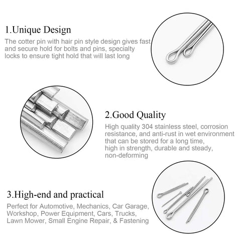 Job Site Ready 304 Stainless Steel Cotter Pins Assortment Kit 160 Piece Hairpin Clip Set For Auto Repair Farm Equipment And Shop Builds That Lock Solid Through Rough Daily Grinds