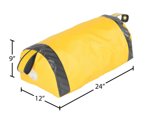 Heavy Duty Vinyl Dock Draft Blocker 24x12x9 inch bright yellow seal with rugged grommets for weather protection.