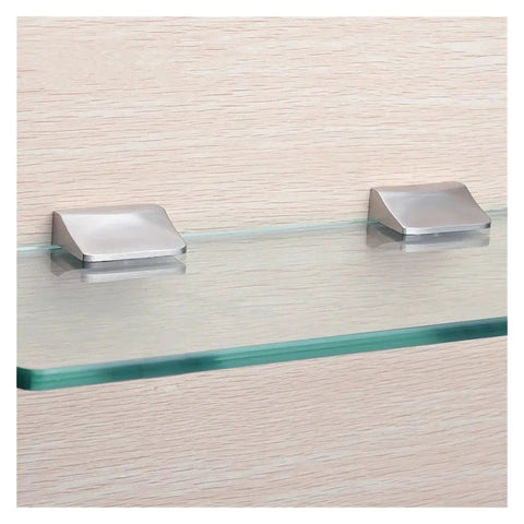 Zinc Alloy Cabinet Shelf Clips 16 Pack Glass Clamp Holders and Wood Shelf Support Brackets on mounted glass shelf