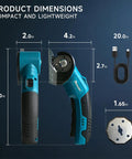 Heavy Duty Cordless Electric Scissors And Cardboard Cutter With Safety Lock Rechargeable Battery Led Light dimensions display