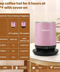 Smart Electric Heated Coffee Mug With Precision Temperature Setting And Rechargeable Coaster To Keep Your Daily Brew Piping Hot And Sipping Smooth On The Go 12 Oz Spill Resistant Travel Mug with temperature display.