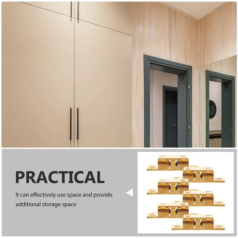 Brass Ball Catch Kit For Cabinet Doors 6 Pcs With Screws Easy Install Double Roller Design displayed with cabinets and practicality note