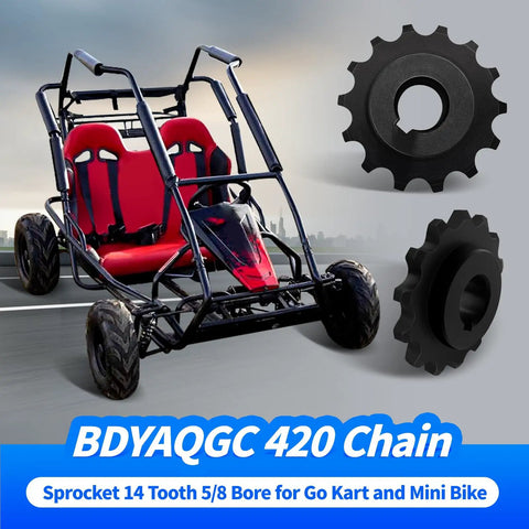 14 Tooth 420 Chain Sprocket With Five Eighth Inch Bore And Three Sixteenths Keyway for Mini Bike and Go Kart shown