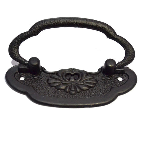 4 Pcs Black Ring Drawer Pulls With Screws, Vintage Antique Style Cabinet Handles For Furniture Wood Boxes And Jewelry Cases