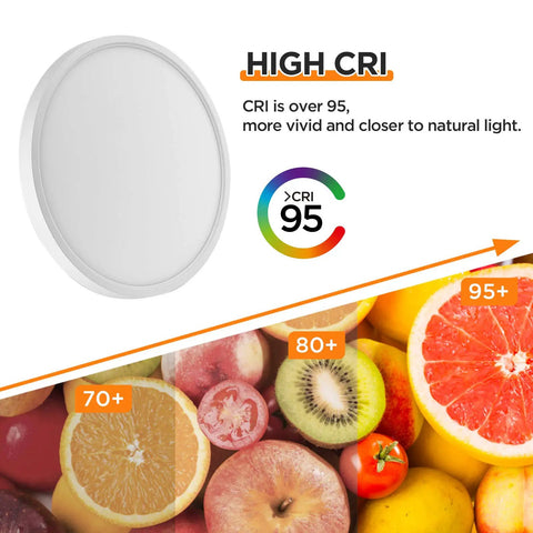 High CRI over 95 for 2 Pack 12 Inch LED Flush Mount Ceiling Light Fixtures With Color Temperature Adjustable 3000K To 6500K