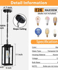 Detail image of Slick Black Aluminum Outdoor Pendant Light With Tempered Glass, 63 inch adjustable chain, 11 inch height, specs included.