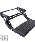 One Step Manual Foldable Step For Campers And Trailers, 1 Step Aluminum Alloy Retractable Stair With Thickened Steel Plate, Non Slip Surface, 440 Lbs Load Capacity, Black, Beefy Built For Campers And Travel Trailers, folded with bolts