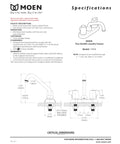 Specification sheet for Chrome Chateau Two Handle 4 Inch Centerset Utility And Laundry Sink Faucet with Threaded Spout and Temperature Control