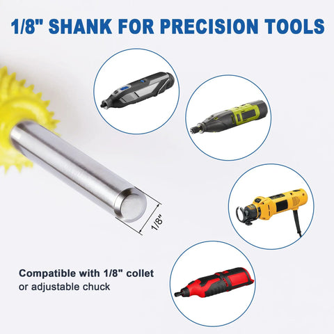 Four Piece Fine Grit Tungsten Carbide Rotary Burr Set With One Eighth Inch Shank for rotary tools and precision finishing