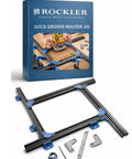 Router Jig For Cutting Boards Up To 18 By 18 Inches With Adjustable Groove And Corner Radius Guides packaging and kit components