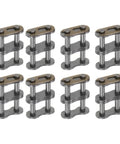 Eight Piece Double Roller Chain Master Connector Links For 10A-2 And 50-2 Roller Chains, 15.875mm Pitch Carbon Steel Construction