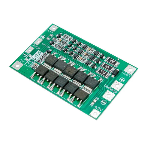 Built Tough 18650 Li Ion Battery Protection Circuit Board With Auto Balance 3s 60a Massive Discharge 10a Quick Charge visible angle.