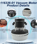 Vacuum motor, 5.7 inch, 120V; copper winding coil and built-in metal fan.
