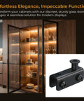 Adjustable Iron Cabinet Hinge Clamp Set For Frameless Glass Doors 3 To 5mm Thick Pivot Hinge Clips Display Cases Black