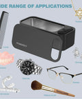 Pro Ultrasonic Jewelry Cleaner For Rings Glasses Dentures Retainers And Watches Stand 680ml Tank with accessories shown around