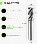 1/4 Inch Shank Carbide Square End Mills With 4 Flutes For CNC Heat Resistant Endmills Perfect For Alloy Steel And Stainless