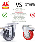 4 Inch Heavy Duty Caster Wheels With Brakes Set Of 4 2200 Lb Capacity Swivel TPR Rubber Quiet Locking Industrial Plate Casters
