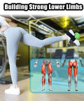 Person using Tibialis Trainer Foot Strap for dumbbell workouts, adjustable ankle weights for leg day at home, shin splint relief