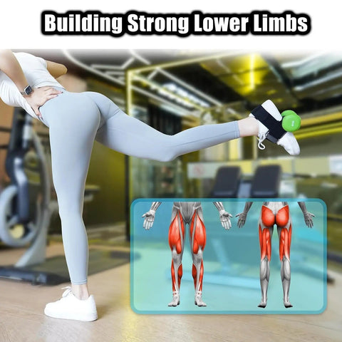 Person using Tibialis Trainer Foot Strap for dumbbell workouts, adjustable ankle weights for leg day at home, shin splint relief