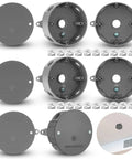 4 Pack 4 Inch Round Old Work Electrical Boxes With Covers Weatherproof Outdoor Outlet Junction Box Five Hole Half Inch Holes Aluminum